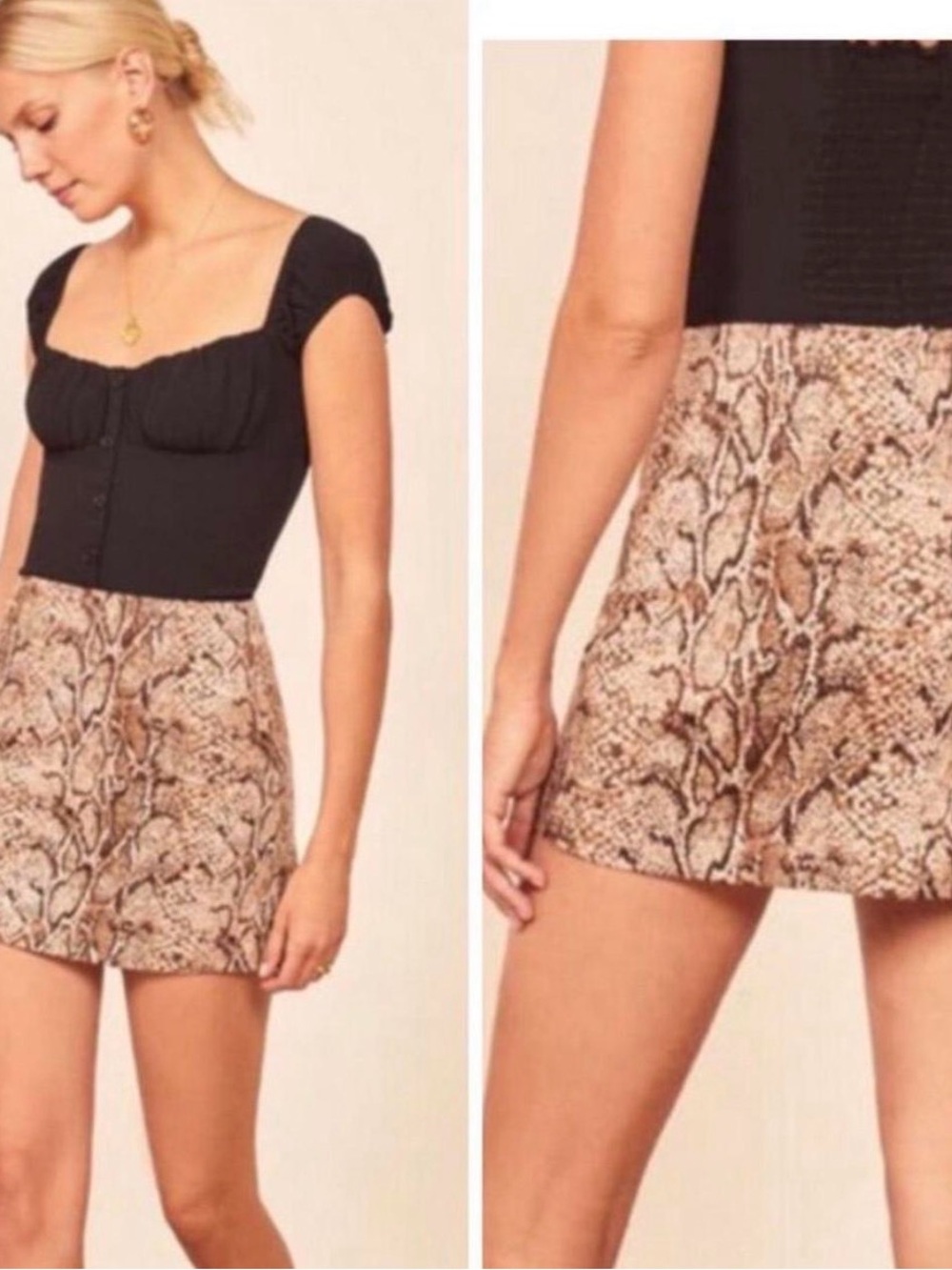 Reformation Brown Mini Skirt size 8 - Picture 5 of 5